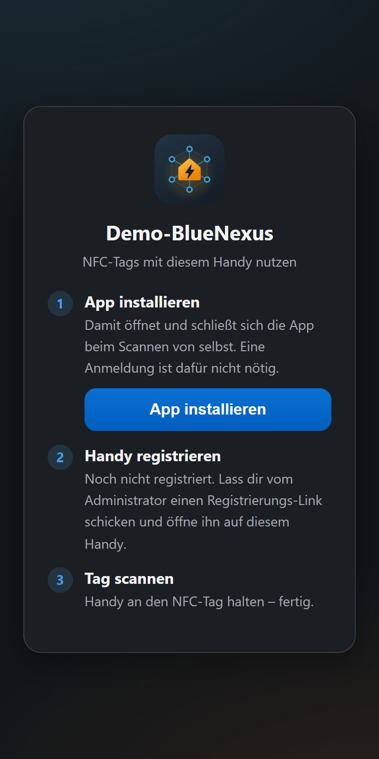 Einrichtungsseite für NFC auf dem Handy