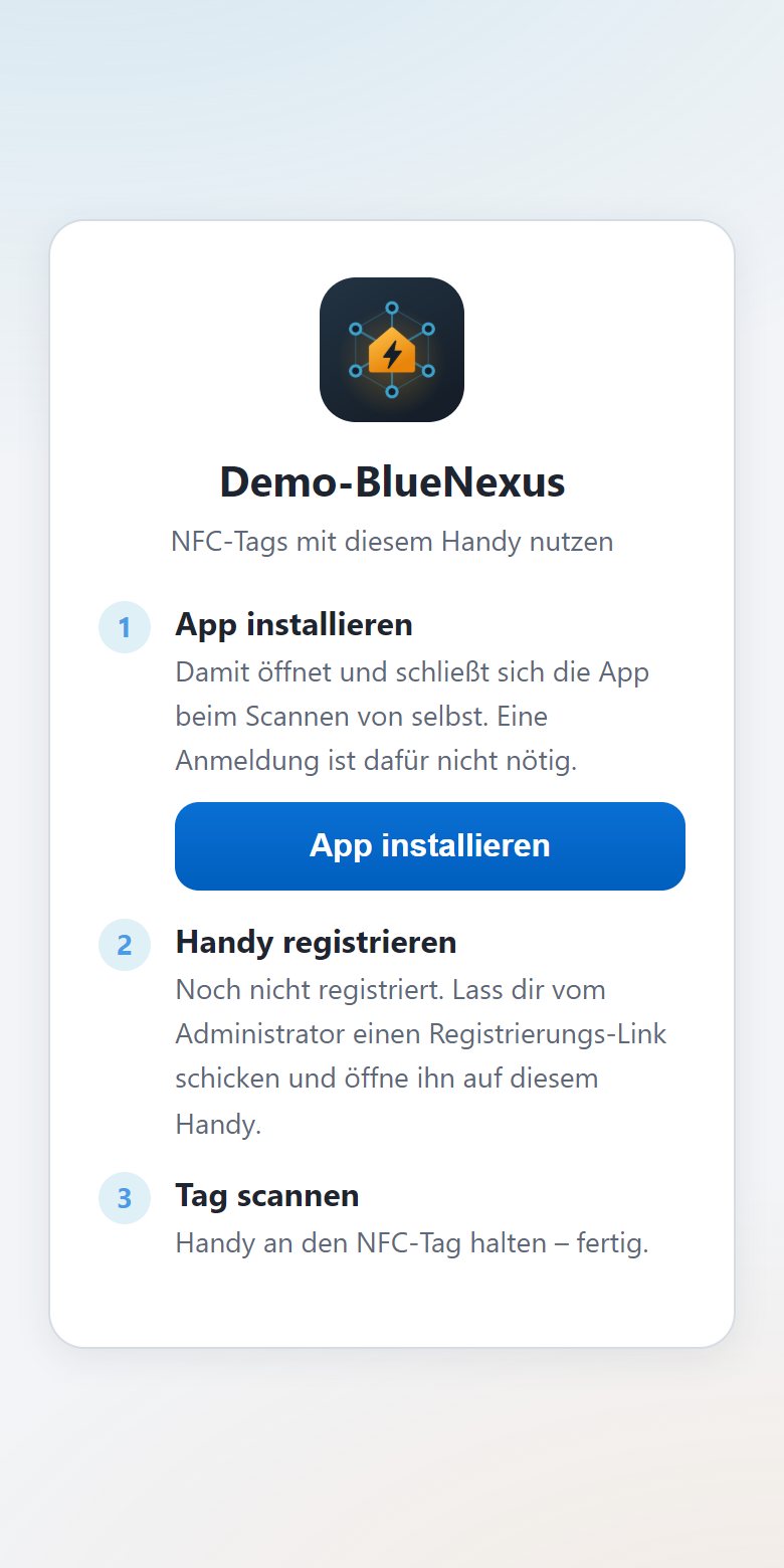 Einrichtungsseite für NFC auf dem Handy